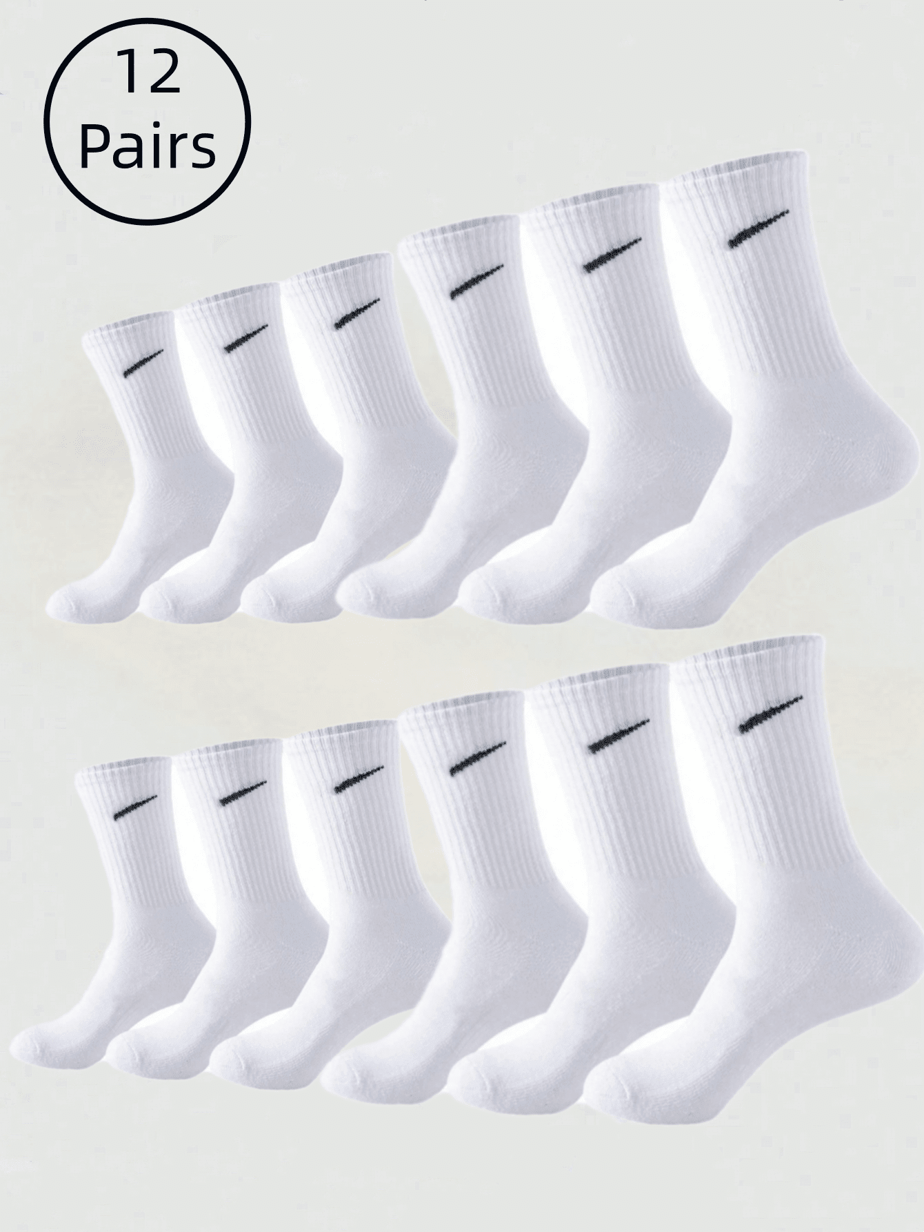 1/12 Pairs Women White Flat Top Simple Versatile Mid-Calf Socks Christmas Gift - White - View 7