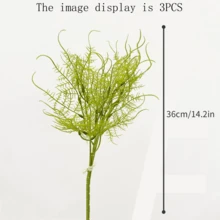 1/3/6株装 14英寸人造蕨类植物带草，仿真绿植，适用于墙面、客厅、卧室、婚礼、派对装饰、桌面摆设。家居、书桌、厨房、婚礼、餐桌、中心装饰、办公室、花园、户外、房屋、庭院装饰，四季皆宜。 - 綠色 - 查看 2