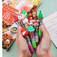 20 PIEZAS Bolígrafos multicolor de Navidad 4 colores en 1, retráctiles de 0.7 mm, bolígrafos divertidos y lindos con diseños de Papá Noel y muñeco de nieve para escribir en fiestas navideñas, útiles escolares y recompensas para estudiantes