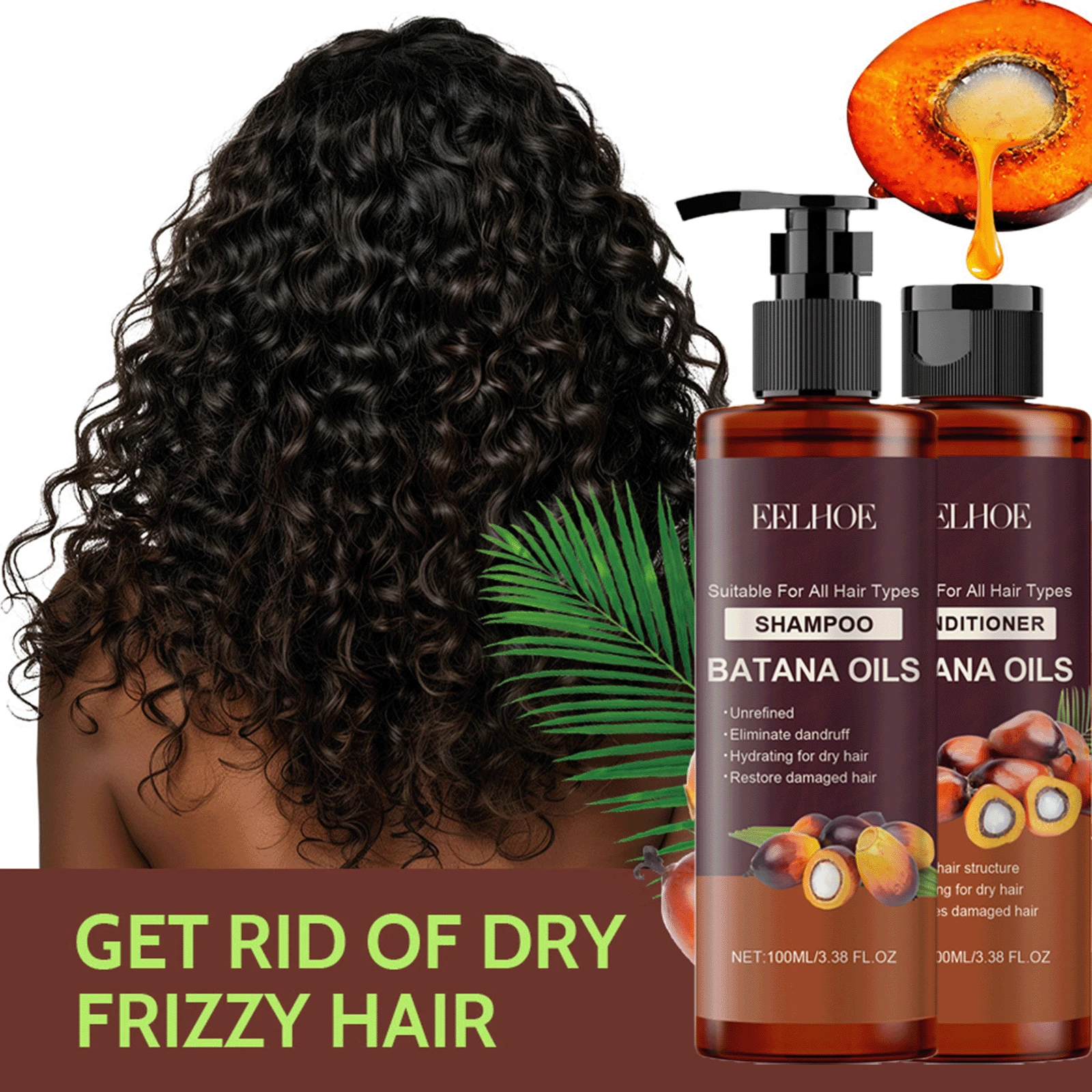 1set Batana Oil Hair Shampoo And Conditioner Set, Rich In Tocopherol, Castor Oil, Gently Nourish Hair, Remove Loose Dandruff Flake, Repair Dry Hair/Damaged Hair, Strengthens The Hair Root To Make Hair Soft And Shiny, Prevent Hair Breakage, Suitable For All Hair Types, Holiday Gifting Season, Christmas Present - Màu Khaki - Xem 1
