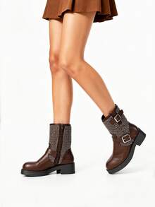 Botines de mujer cómodos y elegantes para otoño e invierno botas bajas botines de mujer botas cortas ideales para el uso diario estilo moderno y funcional diseño atractivo para cada ocasión - Marrón - Ver 5