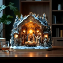 Elegant Acrylic Nativity Scene With Stand - Ideal For Desk & Living Room Decor | Perfect Birthday Or Christmas Gift For Friends | Versatile Religious Home Accent - Multicolor - View 6