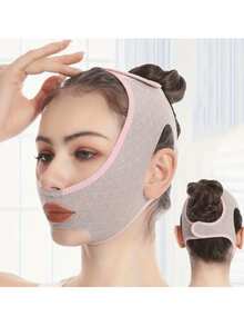 (Dwa sposoby noszenia) Pasek modelujący podbródek, różowy, niezbędny do liftingu i ujędrniania, opakowanie pojedyncze, antyalergiczny elastyczny bandaż liftingujący do twarzy – pasek podnoszący podbródek, do pielęgnacji urody, modelowania konturów twarzy, maska do spania, materiał przyjazny dla skóry, nie wymaga zasilania, prezent na Dzień Matki, piękny wybór dla mam i żon. Akcesorium do pielęgnacji skóry, niezbędny element sypialni