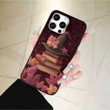 Fundas y carcasas protectoras para teléfono con diseño de sombrero y libro, con orificios grandes, compatibles con las series phone 17, 16 Pro Max, 16, 15 Pro, 14, 14 Plus/14 Pro Max, 13, 13 Pro, 12 Pro y 11/11 Pro. Es un regalo ideal para Halloween y Acción de Gracias para amigos y familiares. Regalos de temporada, fundas, estilo anime, estampado, material duradero, elegante accesorio para teléfono, diseño con orificio grande, para usuarios y fanáticos del anime. - Negro - Ver 1