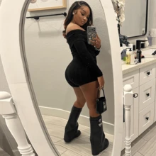 Jumpsuit Mujer Short Sexy Fuera Del Hombro Enterizo Bodysuit,Mono de hombros descubiertos con unicolor - Negro - Ver 7