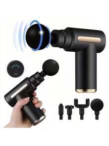 1pc Black/Green/Grey Massage Gun, Portable Muscle Relaxation Neck Massager - Professional Full Body Massage Gun, USB Rechargeable, Compact Design, Ergonomic Handle, 6-Speed Adjustable Percussion Massage Gun, Handheld Body & Back Muscle Massager, Long-Lasting Massage Gun - Multicolor - View 13