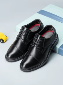 Boy's Oxford Flat Shoes Slip On Formal Back To School Party Black Shoes