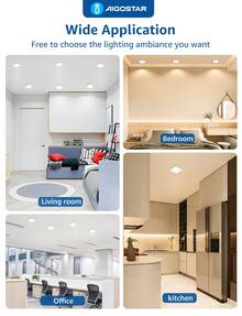 Aigostar Downlight LED Empotrado,6W 620LM Downlight LED,6500K Luz Blanca Fría,Focos de techo,Ojo De Buey LED,Adecuado para salón,dormitorio,cocina,pasillo.Ф95-100mm,Paquete De 6 - Cuadrado-6w-6500k - Ver 7