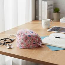 Women's Elastic Nurse Hat With Fun Animal Floral Prints – Breathable Adjustable Scrub Cap For Medical Staff, Washable Workwear Accessories For Healthcare, Dental Clinic & Operating Room Professionals - Kiểu 3 - Xem 4