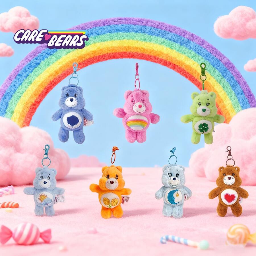 CARE BEARS 1 件 Carebears 官方授权好运彩虹双花光波好梦海洋风格钥匙扣可爱动画包包吊坠装饰七种颜色可选装饰收藏品生日派对圣诞节最佳礼物 - QZ-MR06/07/10/11/12/13/14 - 查看 1