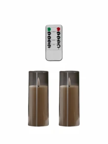 2/3/5pcs Flameless Candles With Remote Control, Battery Operated Flickering Candles, Suitable For Home Decor, Wedding, Fireplace, Christmas, Party - Grey - View 11