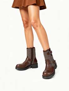 Botines de mujer cómodos y elegantes para otoño e invierno botas bajas botines de mujer botas cortas ideales para el uso diario estilo moderno y funcional diseño atractivo para cada ocasión - Marrón - Ver 1