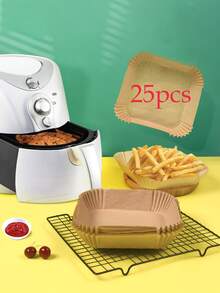 25/50/100件方形一次性空气炸锅内胆（6.3英寸/8英寸）、纸质空气炸锅垫、纸质篮碗、烤盘、烤箱配件、烘焙工具、厨房小工具 - 彩色 - 查看 11
