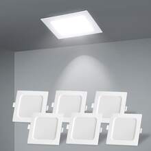 Aigostar Downlight LED Empotrado,6W 620LM Downlight LED,6500K Luz Blanca Fría,Focos de techo,Ojo De Buey LED,Adecuado para salón,dormitorio,cocina,pasillo.Ф95-100mm,Paquete De 6 - Cuadrado-6w-6500k - Ver 8