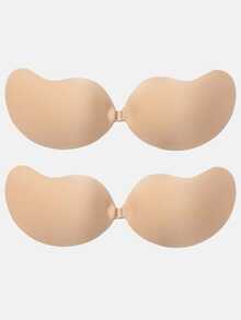2/1 Pair Cleavage-Enhancing Sticky Bra: Silicone Backless Adhesive Bra, Self-Adhesive Strapless Mango-Shaped Bra, Invisible Bra, Suitable For Dresses And Wedding Gowns - Apricot - View 19