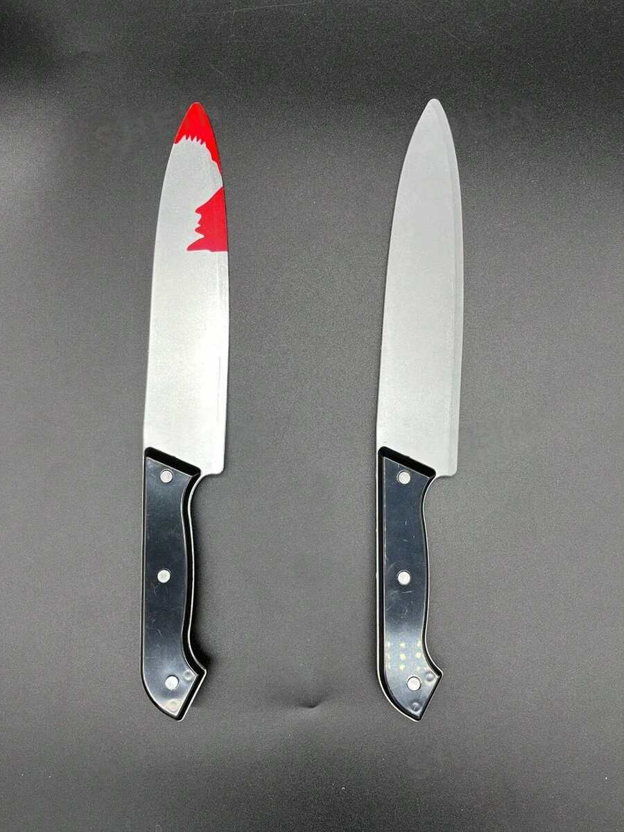 Prop, Plastic Fruit Knife Toy, Realistic Fake Bloody Vegetable Knife, Prank, Party Performance - Multicolor - View 1