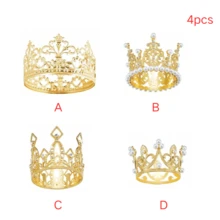 Vương miện đính ngọc trai pha lê vàng/bạc dùng trang trí bánh kem, thích hợp cho đám cưới, sinh nhật, trang trí hoa, quà tặng Ngày của Mẹ. - Vàng - Xem 17