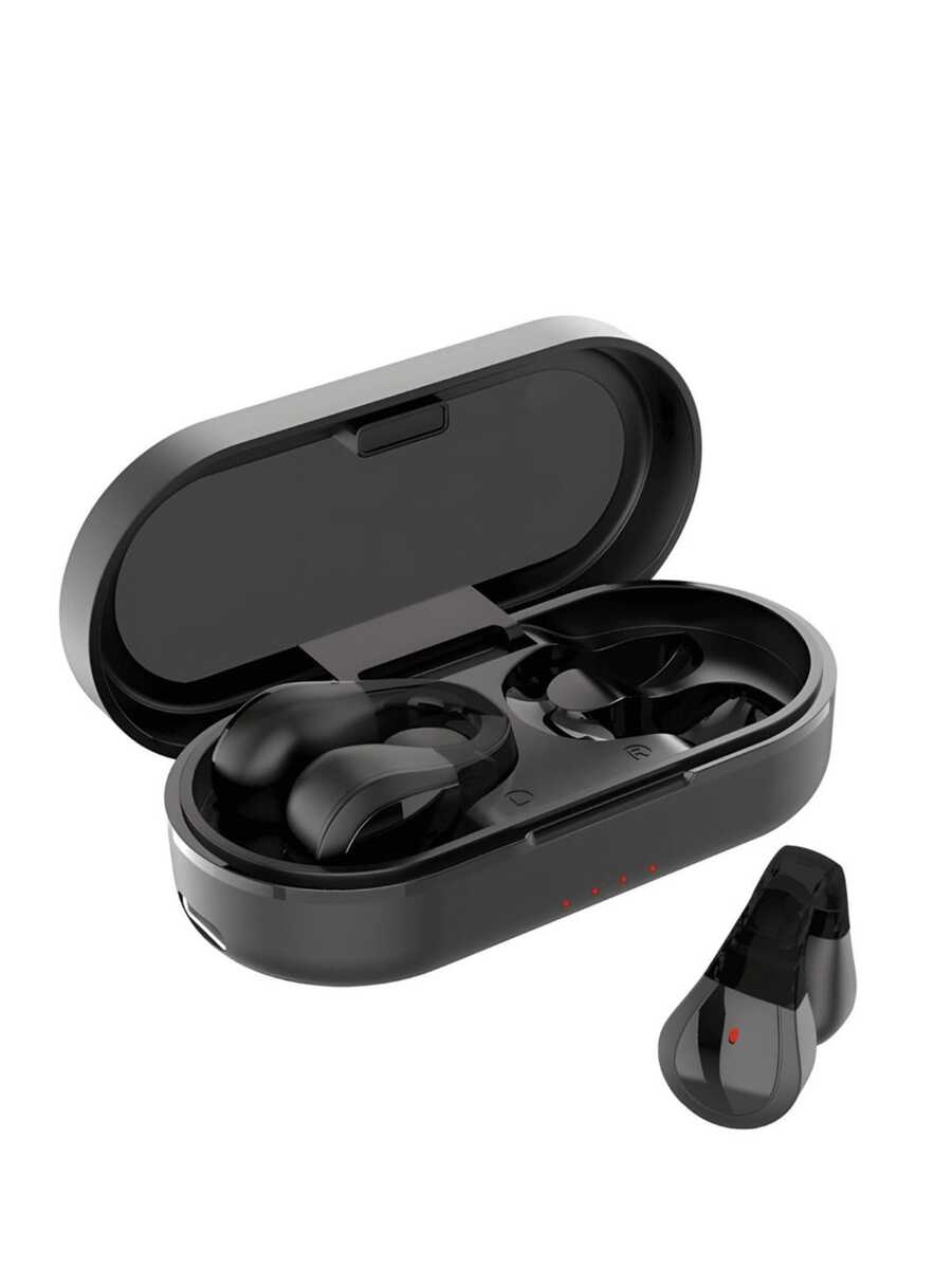 Wireless Earbuds With Charging Case – Stylish Black Earbuds With Clip, Touch Control, Built-In Microphone, Ideal For Smartphones - Black - View 1