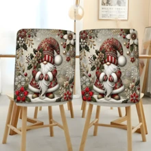 2/4/6pcs Home Decor, Linen Elf Pattern Printed Chair Covers, Suitable For Christmas Gifts, Christmas Decorations, Daily Home Decor, Living Room, Dining Room, Garden, Hotel, Washable Polyester Material Chair Seat Cushion Covers