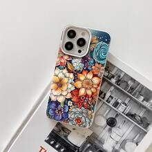Fundas protectoras para phone con diseño floral colorido y orificios grandes. Compatibles con phone 17, 16 Pro Max, 16, 15 Pro, 14, 14 Plus/14 Pro Max, 13, 13 Pro, 12 Pro, 11 y 11 Pro. Un regalo ideal para amigos y familiares en Halloween y Acción de Gracias. Regalos de temporada, Fundas para smartphones, Diseño floral, Funda elegante, Material resistente a golpes, Funda duradera, Diseño con orificios grandes, Brillo, Para entusiastas de la tecnología, Compradores navideños - Blanco - Ver 1