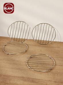 不锈钢圆形家用厨房隔热餐垫保护桌子和厨房台面适用于锅架支架热炊具饮料隔热冷却 - 不銹鋼色 - 查看 8