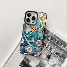 Fundas y carcasas protectoras para teléfono con diseño de gafas de sol con borde dorado y estampado de flores, con orificios grandes, compatibles con phone 16 Pro Max, 16, 15 Pro, 14, 14 Plus/14 Pro Max, 13, 13 Pro, 12 Pro, 11/11 Pro. Regalos para cumpleaños y fiestas - Negro - Ver 1