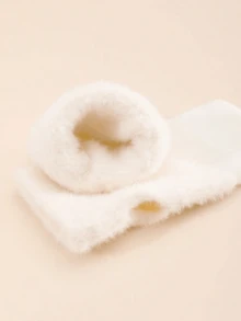 زوج من قفازات النساء البيضاء المحبوكة، مناسبة للخريف/الشتاء، دافئة وسميكة، متوافقة مع شاشة اللمس، تصميم بدون أصابع، مناسبة للارتداء بشكل فضفاض، مناسبة للدراجات والحماية من البرد - متعدد الألوان - مشاهدة 8