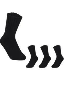 3/6 Pairs Women's Solid Color Mid-Calf Socks, Thermal Lined, Thick For Autumn/Winter, Indoor/Home Wear - Multicolor - View 9