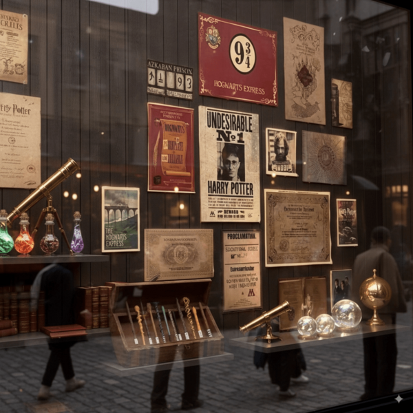 Warner Bros 17pcs Harry Potter Wall Decals Set - Hogwarts Express 9¾ & Azkaban Signs, Undesirable No.1 Poster + Marauder's Map Art, Premium Peel & Stick Vintage Wall Art Prints For Bedroom, Nostalgic Accent Wall Decor, Magic School Decor Set,Back-To-School Season Dormitory Decoration Posters, Harry Potter Fan Poster Decorations, Suitable For Collection And Gifting