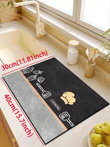 [HOT!!!] 1pc Soft Rubber Kitchen Mat, 3.5mm Thick Kitchen Rug, Dark Cartoon Style Kitchen Absorbent Mat Large Carpet, Can Be Cut To Fit Kitchen Size, Surface Fabric Material, Middle Sponge Layer, Bottom Rubber Layer, Suitable For Kitchen Rugs, Kitchen Decor, Wedding Decor, Home Decor, Bathroom Mat, Entryway Mat, Laundry Room Mat, Hallway Carpet, Living Room Mat, Etc. - Multicolor - View 19
