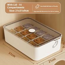 Underwear Storage Box - Dust-Proof 10/15 Compartment Design With Cover, Durable Plastic Material, A Storage Box That Saves Wardrobe Space, Sturdy And Durable, Underwear, Socks Storage Box For Close-Fitting Clothes Storage - 米色 - 查看 11