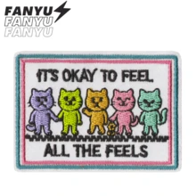 IT'S OKEY TO FEEL ALL THE FEELS Hippie Punk Rock Anime Cartoon Outdoor Adventure Sticker Sewing Embroidered Patch DIY Clothing Accessory Embroidery Sewing Iron-On Patch Applique Badge Decor For Clothes, Shoes, Bags - Multicolor - View 2