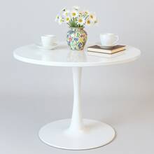 Round Dining Table With Metal Pedestal Base, Modern Kitchen Table In Tulip Design, Mid-Century Leisure Table, Bar Table, Dining Room Table For 4-6 Person - 白色 - 查看 12