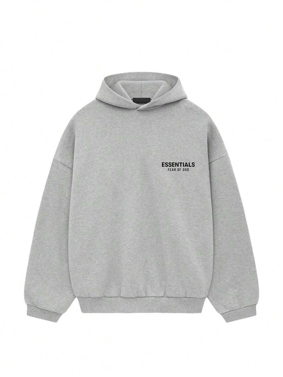 Essentials Fear Of God 男式连帽衫休闲街头日常分层 Fce 保暖宽松版型罗纹袖口标志秋冬浅灰色 192HO246258F - 灰色 - 查看 1
