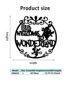 1PC Fantasy - Style Metal "Welcome To Wonderland" Decorative Painting, Hollowed - Out To Show Fairy - Tale Characters And Floral Letters, Dreamy And Eye - Catching, Fairy - Tale Theme, Perfect For Christmas, Halloween, Easter, Theme Parties, Children's Birthday Parties, Study Decoration, Bedrooms, Living Rooms, Children's Rooms, Cafes, Spring And Autumn Decorative Pendants.