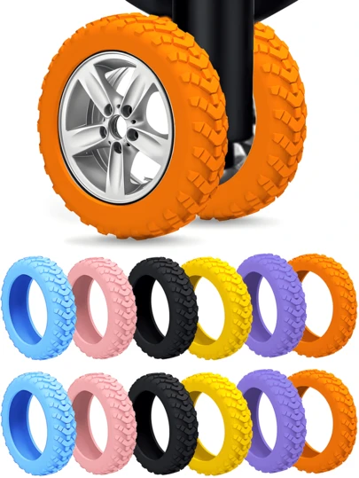 Silicone Luggage Wheel Protectors - Quiet Luggage Wheel Tire Repair Protectors, Multiple Colors (Black, Pink, Orange), Quiet Wheel Covers | Textured Surface Covers, Shock-Absorbing Suitcase Caster Covers For Rolling Wheels, Portable Suitcase Wheel Protector Covers, Luggage Spinner Wheel Covers For Most Wheels Luggage Sets,