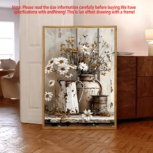 1pc Rustic Farmhouse Floral Oil Painting On Canvas Ideal For Room Decor, Bedroom Decor, Living Room Decor, Wall Art, Posters Retro-Style Summer/Fall Seasonal Theme Artwork Canvas (Optional Frame)