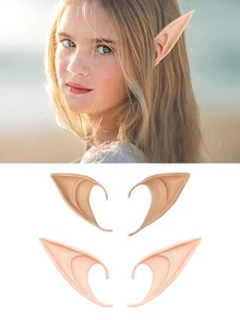 2 peças/Conjunto Orelhas Mágicas e de Fada - Estilo Versátil, Médio e Longo, Orelhas Pontudas Macias para Cosplay, Festa de Natal, Halloween, Maquiagem de Fantasia, Acessórios de Fantasia Elfo, Mascarada, Vampiro, Fada, Acessórios de Fantasia Confortáveis para Feriados e Cosplay