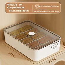 Underwear Storage Box - Dust-Proof 10/15 Compartment Design With Cover, Durable Plastic Material, A Storage Box That Saves Wardrobe Space, Sturdy And Durable, Underwear, Socks Storage Box For Close-Fitting Clothes Storage - 米色 - 查看 9