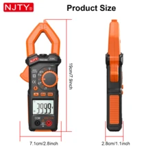 NJTY 1 件钳形万用表电流表套件，带蜂鸣器的数字钳形表，可测量电流、电压、温度、电容、电阻、检测、二极管连续性占空比 - 橘色 - 查看 3
