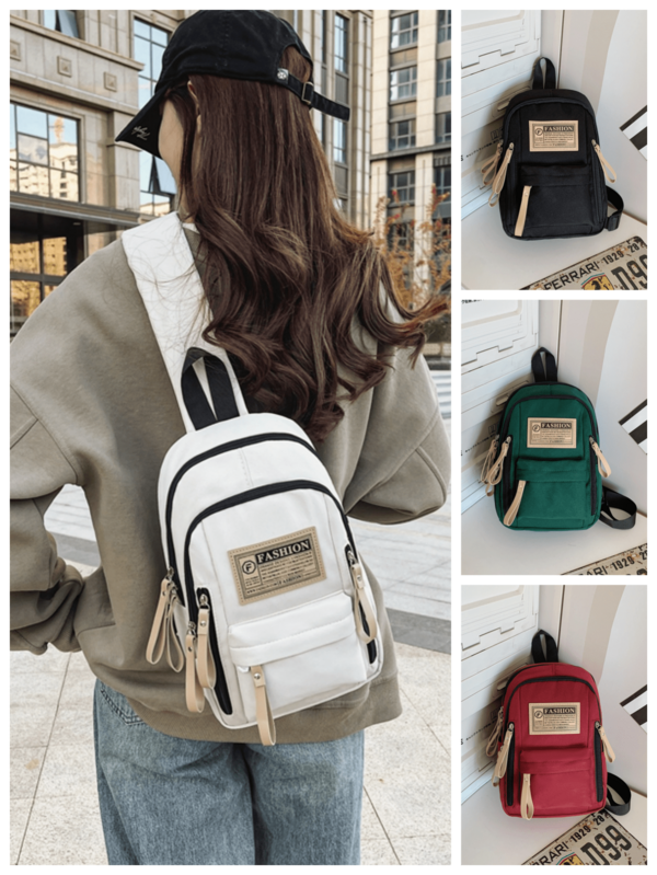 1pc Unisex Contrast Color Nylon Zipper Closure Casual Crossbody Bag, Suitable For Daily Use All Seasons