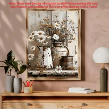 1pc Rustic Farmhouse Floral Oil Painting On Canvas Ideal For Room Decor, Bedroom Decor, Living Room Decor, Wall Art, Posters Retro-Style Summer/Fall Seasonal Theme Artwork Canvas (Optional Frame)