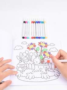 1pc Mini Garden Adult Coloring Book - Adorable & Cozy Designs, Whimsical Cottages, Flowers, Animals, Relaxation, Holiday Gift, Back To School Gift