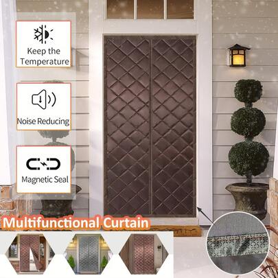  AIYYIPA 磁吸隔热门帘 - 棕色牛津布，耐寒，保暖，房间装饰，适合各种房间类型，易于手洗