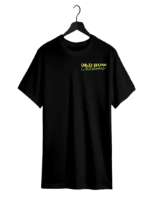 Men's Casual Summer T-Shirt with "Old Row Outdoor" Fish Print, Crew Neck, Short Sleeve, Lightweight Cotton Knit Fabric, Casual Summer Wear|Crew Neck Top|Ribbed Detailing - Preto - Ver 1