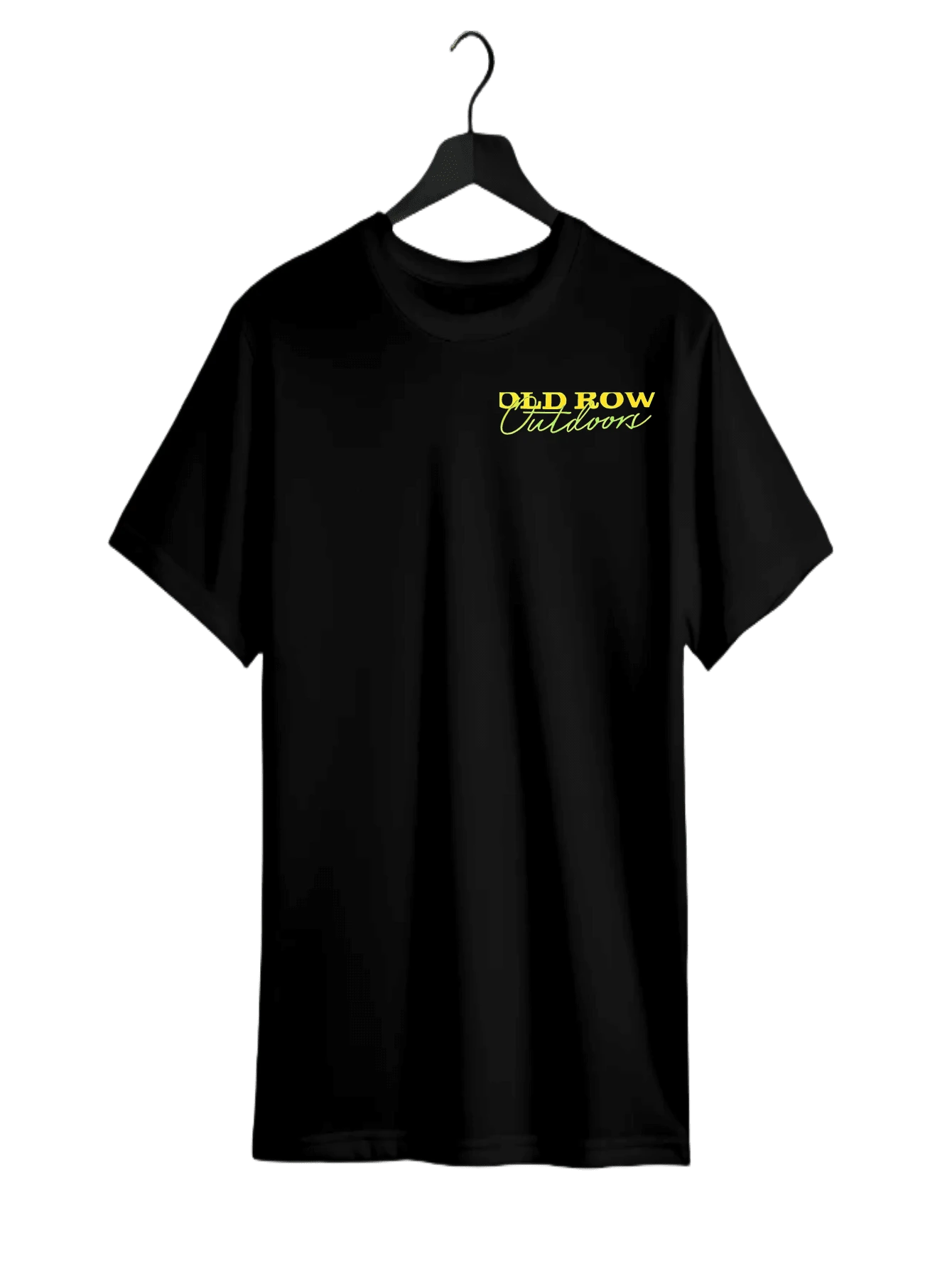 Men's Casual Summer T-Shirt with "Old Row Outdoor" Fish Print, Crew Neck, Short Sleeve, Lightweight Cotton Knit Fabric, Casual Summer Wear|Crew Neck Top|Ribbed Detailing - Preto - Ver 1