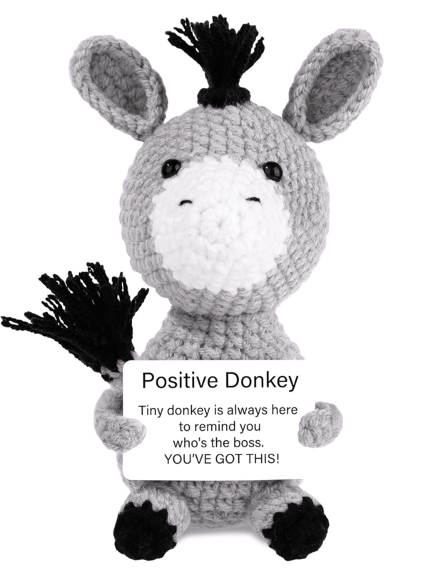 1pc Handmade Crocheted Desktop Decor Ornament, Cute Donkey Animal Figurine, Ideal Gift For Best Friend, Birthday, Girlfriend, Sister, Mom, Grandma, Coworker, Family, Keychain, Plush Doll, Decoration For Room, Halloween, Christmas