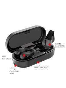 Fones de ouvido Sem fio Com Estojo De Carregamento – Fones de ouvido Pretos Elegantes Com Clipe, Controle De Toque, Microfone Embutido, Ideais Para Smartphones - Cor Aleatória - Visão 6