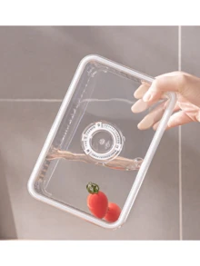 带定时器的冰箱水果储存容器，可重复使用的冰箱塑料食品储存农产品容器，食品塑料整理盒，保持食物新鲜，带夹盖的冷冻肉类和蔬菜容器，透明设计，方便查看，冰箱储存解决方案 | 时尚储物盒 | 盖子设计 - 彩色 - 查看 7