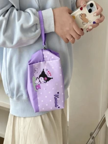 Sanrio Kuromi Polka Dot Cosmetic Bag - Trendy Travel Accessory with Purple and White Design.Practical for Make-Up and Toiletries.Suitable for All Ages, Must-Have for Organizing Beauty Products.Durable and Easy to Clean Materia - 庫洛米 - 查看 4